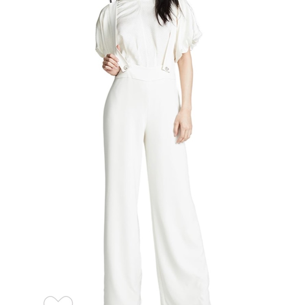 Ronny Kobo cream wide-leg suspenders